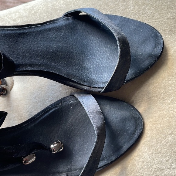 💃🏻 👠 FABULOUS Stephanie McB Size 8 Black Satin Ballerina Stilettos - Picture 6 of 13